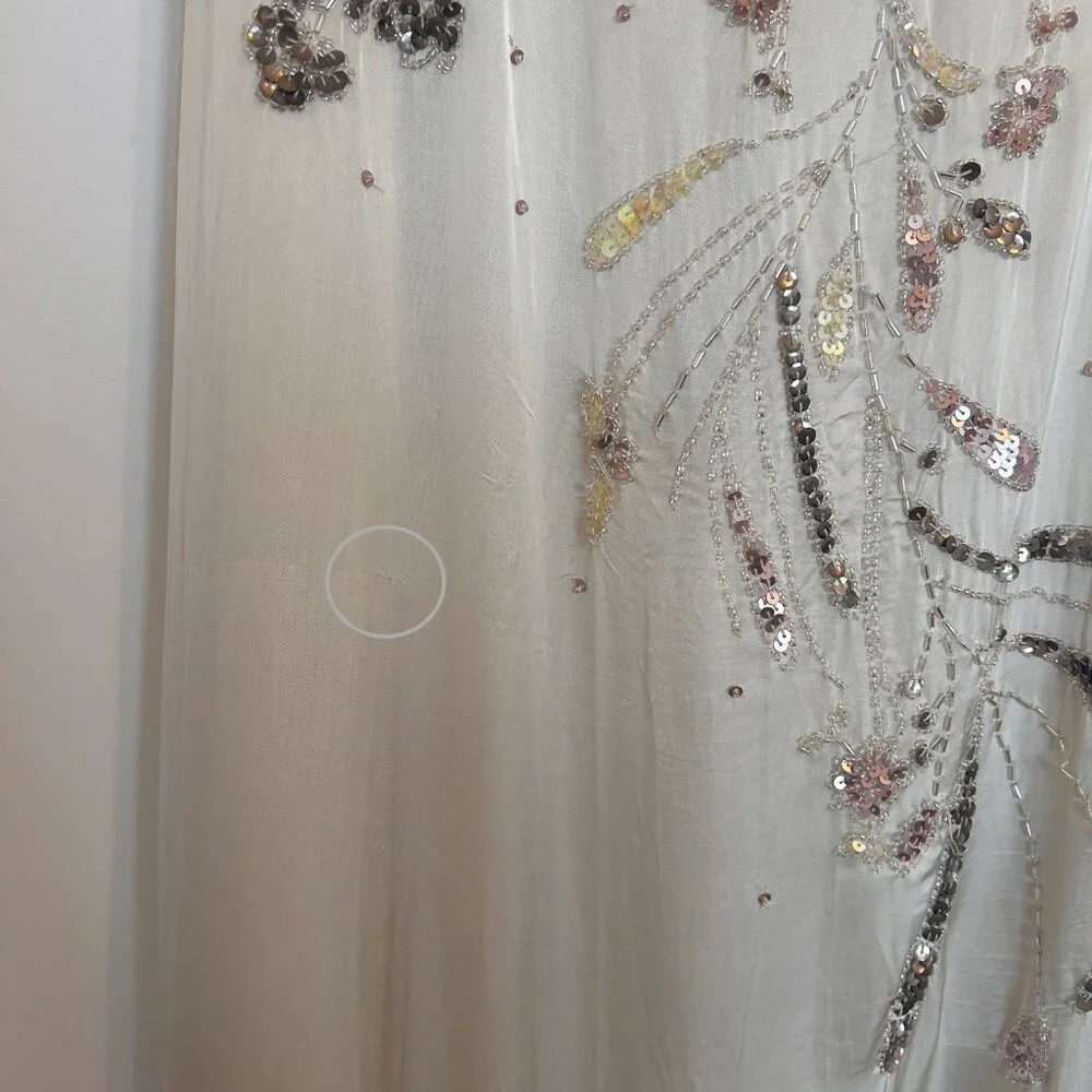 Free People Bali At Last Maxi Dress NWT Ivory Cream Beaded Embellished XS - Picture 16 of 16
